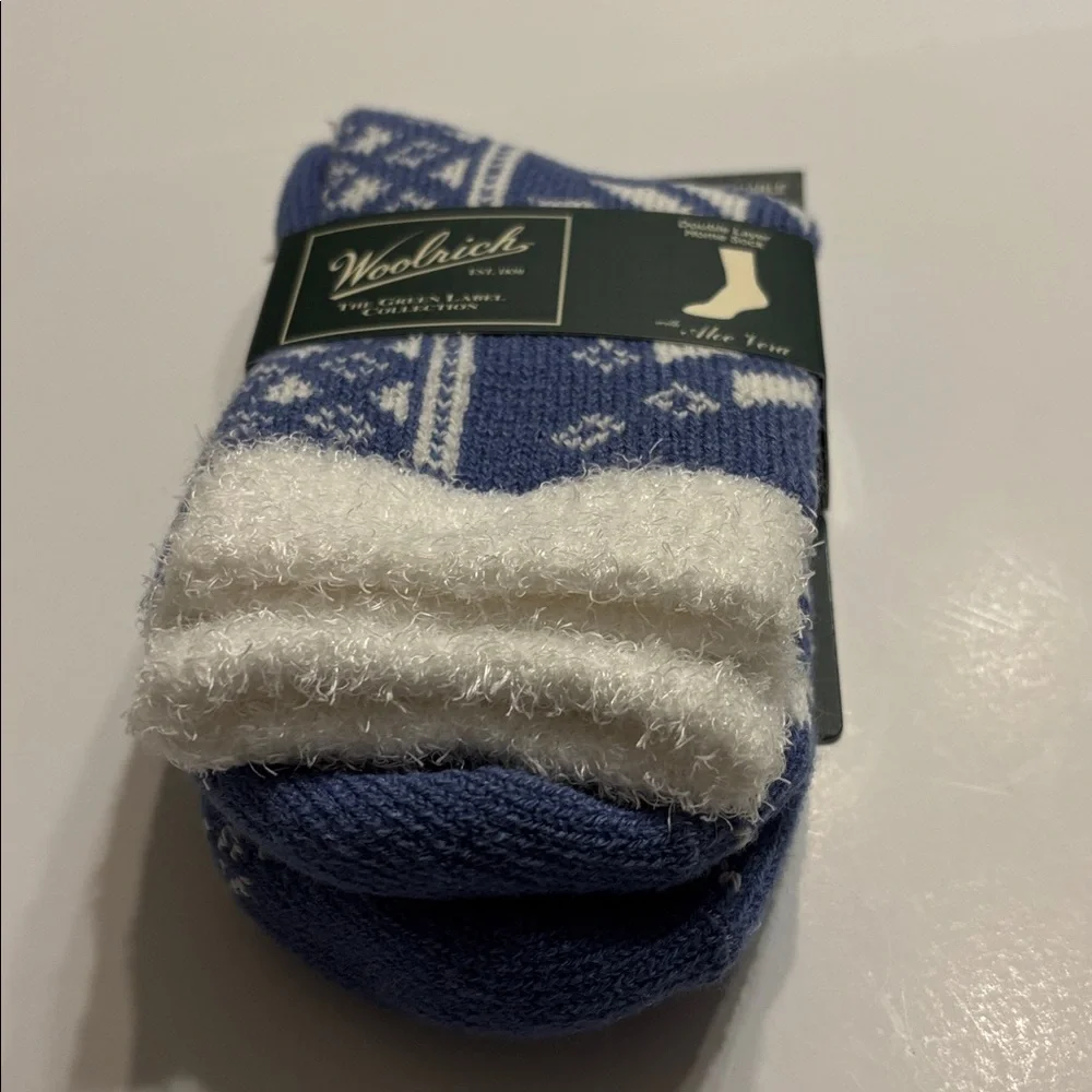 Woolrich Women's Aloe Infused Double Layer Periwinkle Home Socks